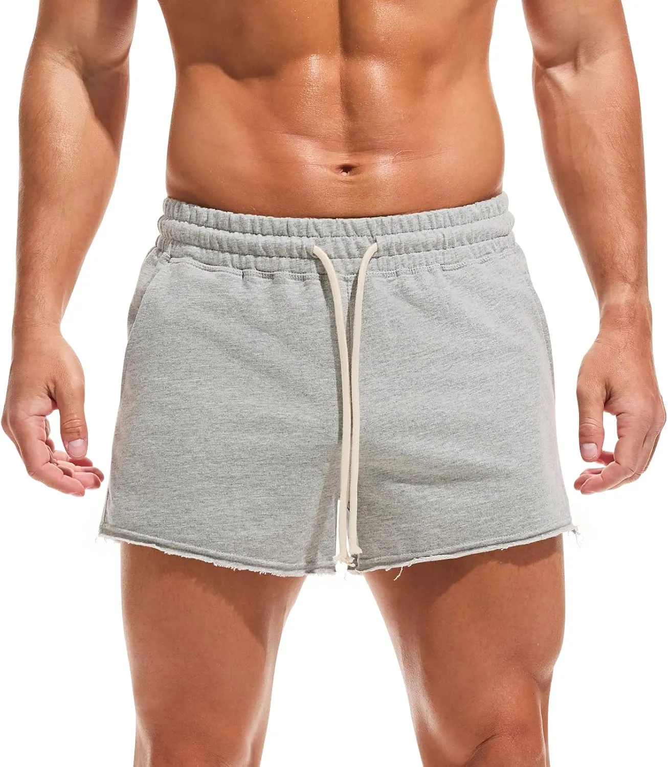 AMY COULEE Mens Workout Shorts 3 inch Cotton Gym Shorts Casual Terry Shorts with Pockets