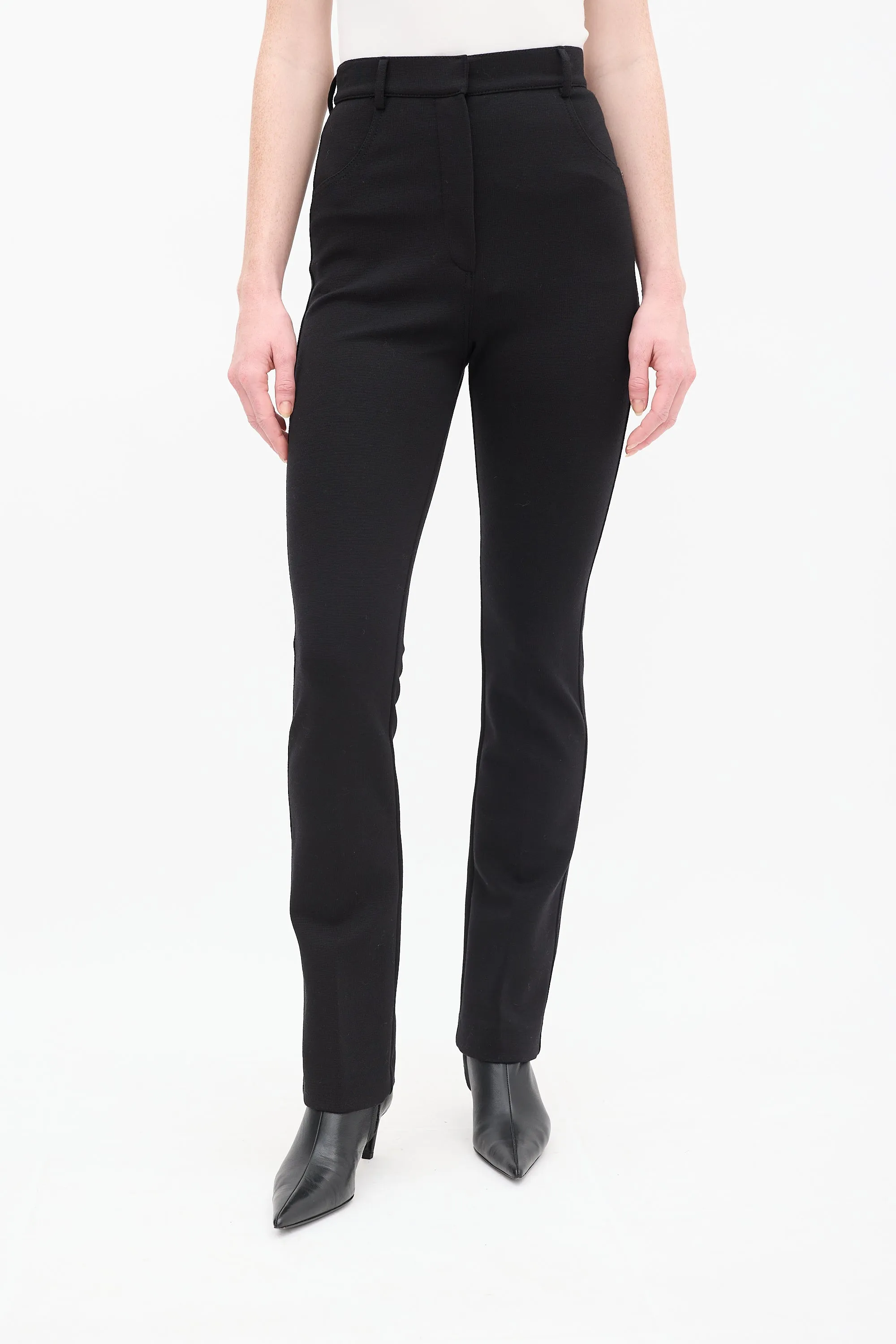 Black Wool Stretch Trouser