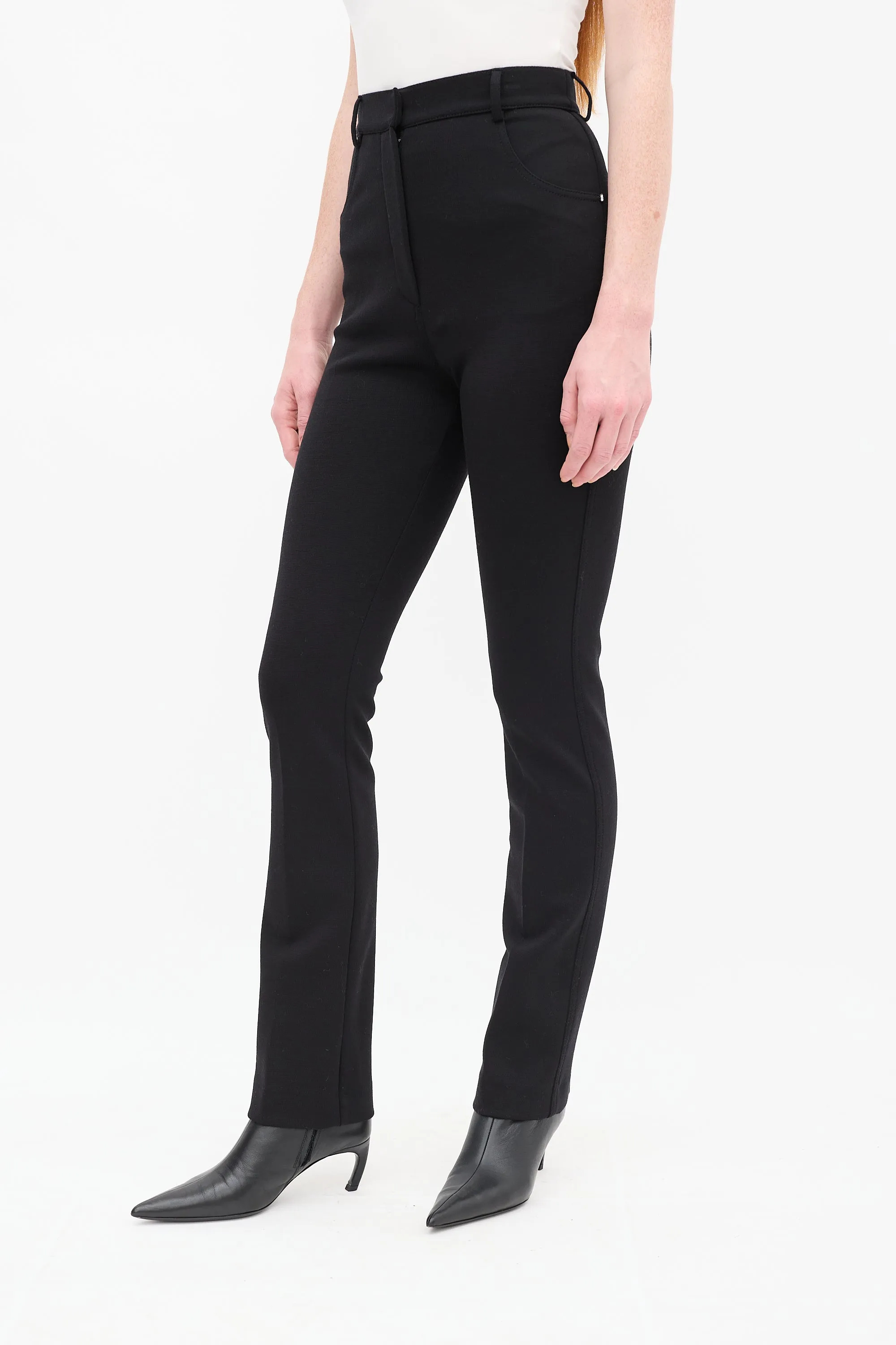Black Wool Stretch Trouser