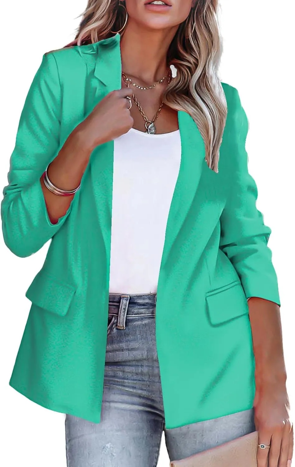 Business Casual Blazers for Women Dressy Long Sleeve Jackets Lightweight Blazer Cardigan Work Suit Jacket Clothes