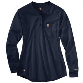 Carhartt Women's Dark Navy Force Cotton Long-Sleeve Henley