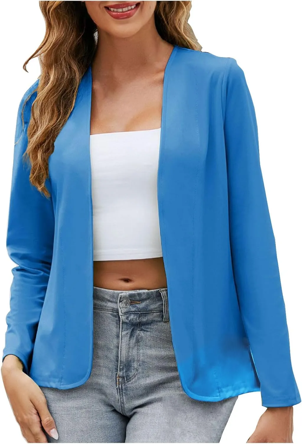 Casual Blazer for Women Lightweight Office Work Suit Jackets Long Sleeve Open Front Cardigan Fashion Outerwear