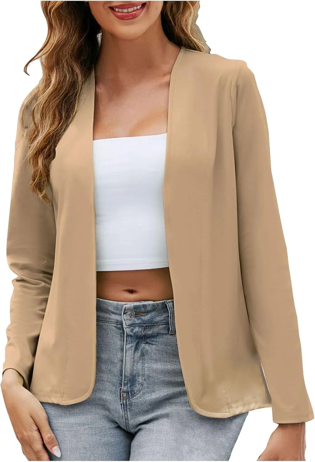Casual Blazer for Women Lightweight Office Work Suit Jackets Long Sleeve Open Front Cardigan Fashion Outerwear