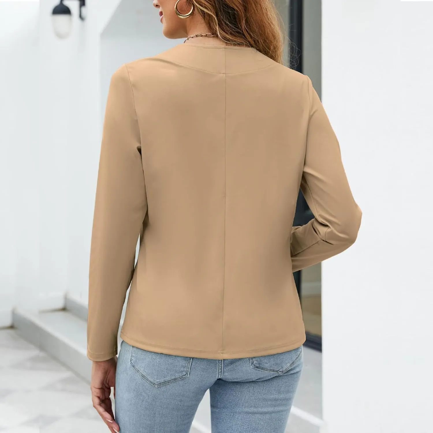 Casual Blazer for Women Lightweight Office Work Suit Jackets Long Sleeve Open Front Cardigan Fashion Outerwear