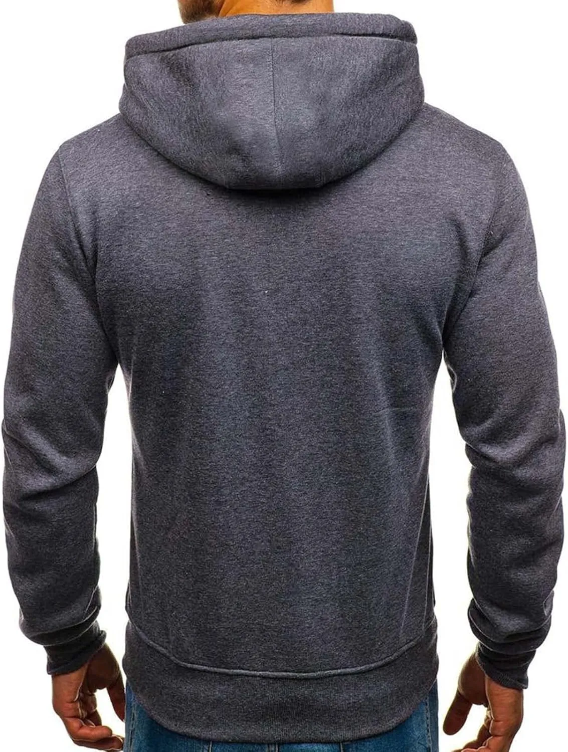 Casual Zip Up Hooded Sweatshirts for Men Fall Winter Drawstring Loose Solid Color Workout Gym Outdoor Hoodie Jackets