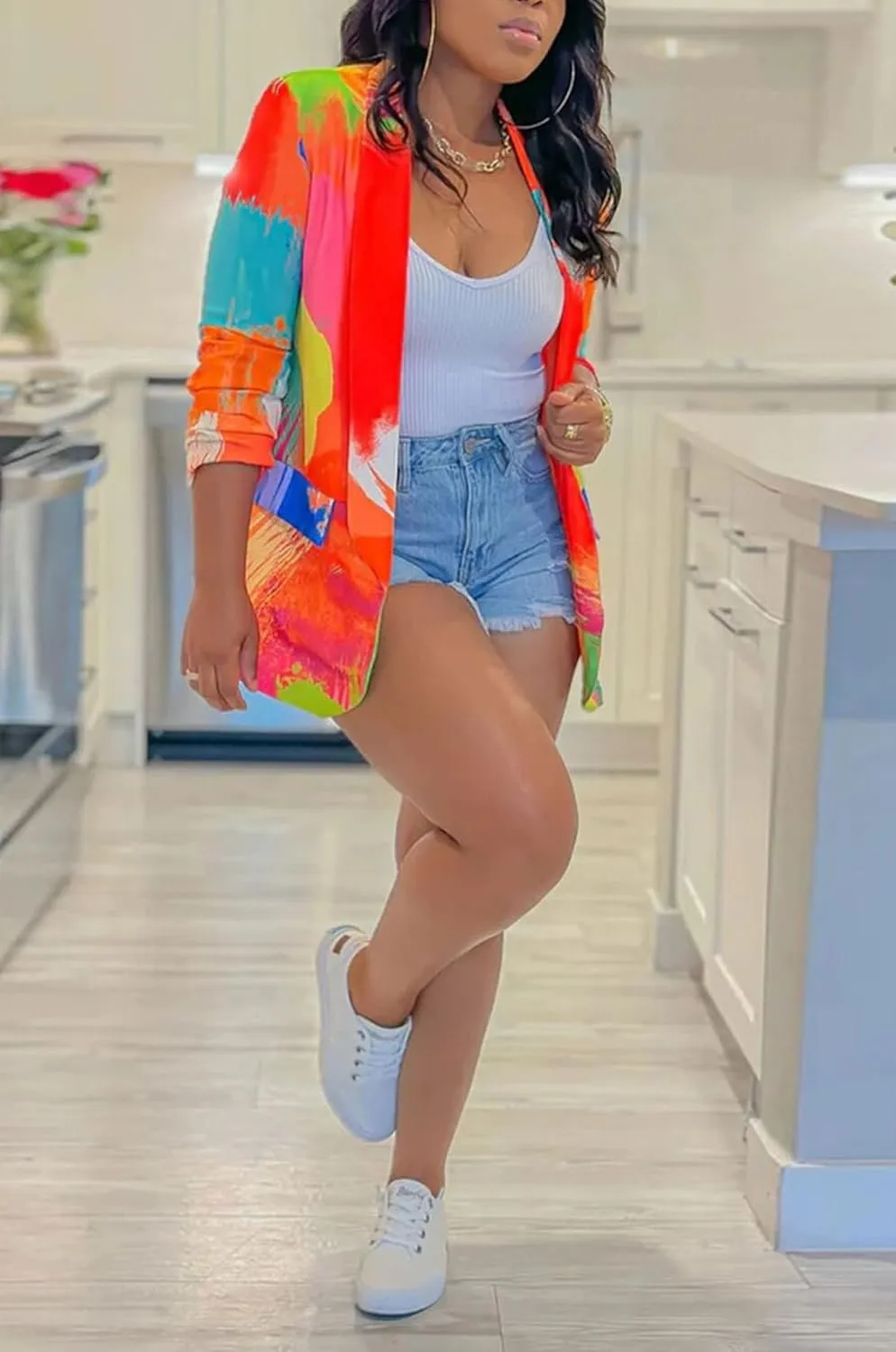 cu4eve Blazer Jackets for Women Business Casual Lightweight Long Sleeve Oversized Fall Trendy Work Outfits Plus Size Coat