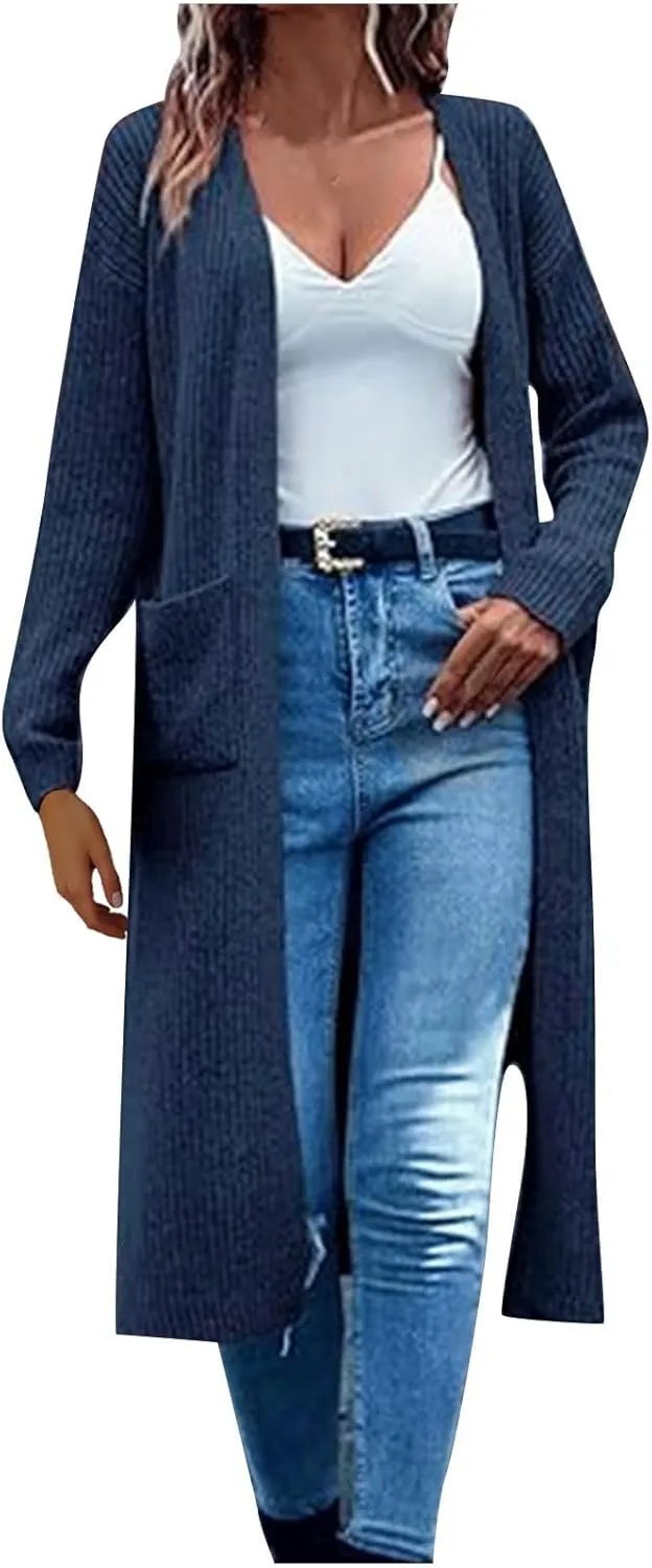Fall Clothes for Women 2025 Oversized Open Front Cardigan Sweaters Casual Loose Knit Long Sleeves Outwear