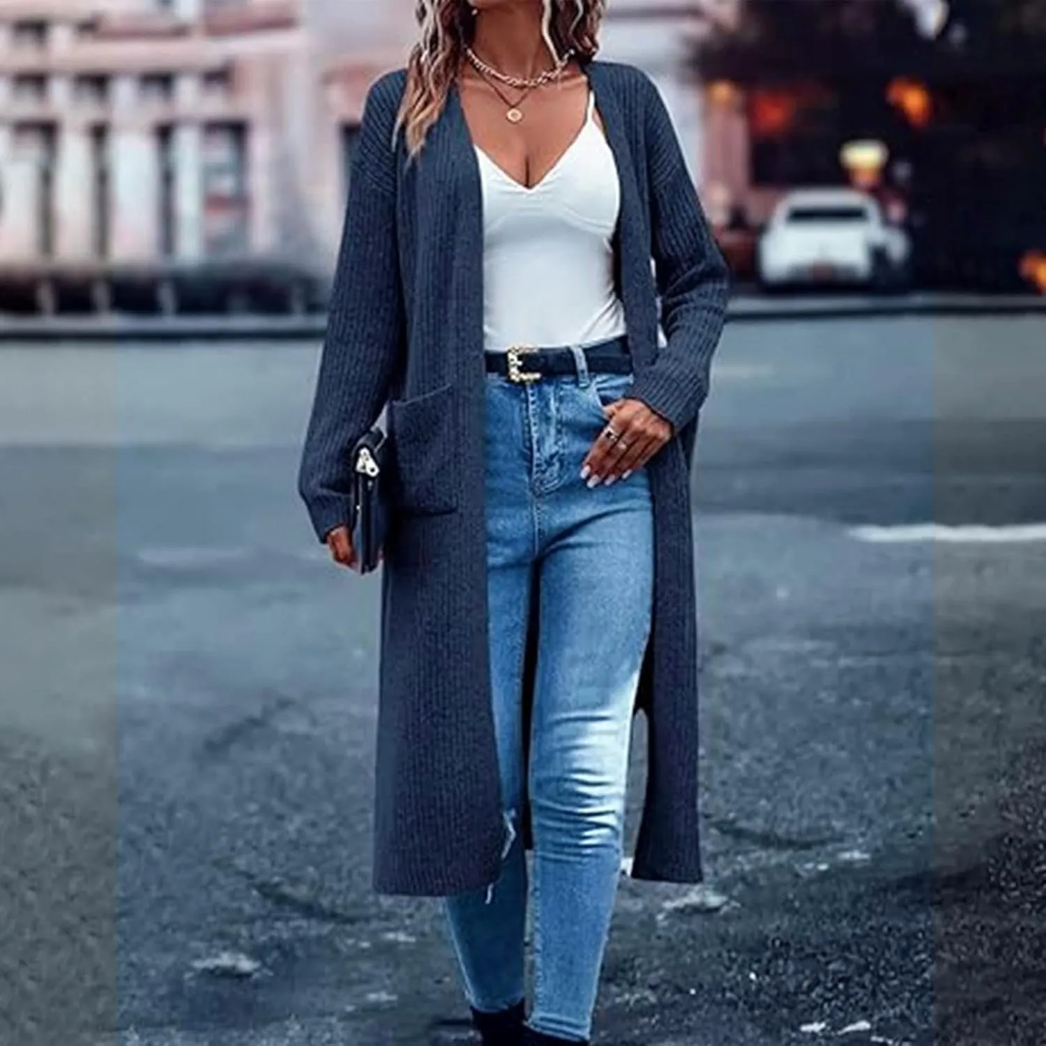 Fall Clothes for Women 2025 Oversized Open Front Cardigan Sweaters Casual Loose Knit Long Sleeves Outwear