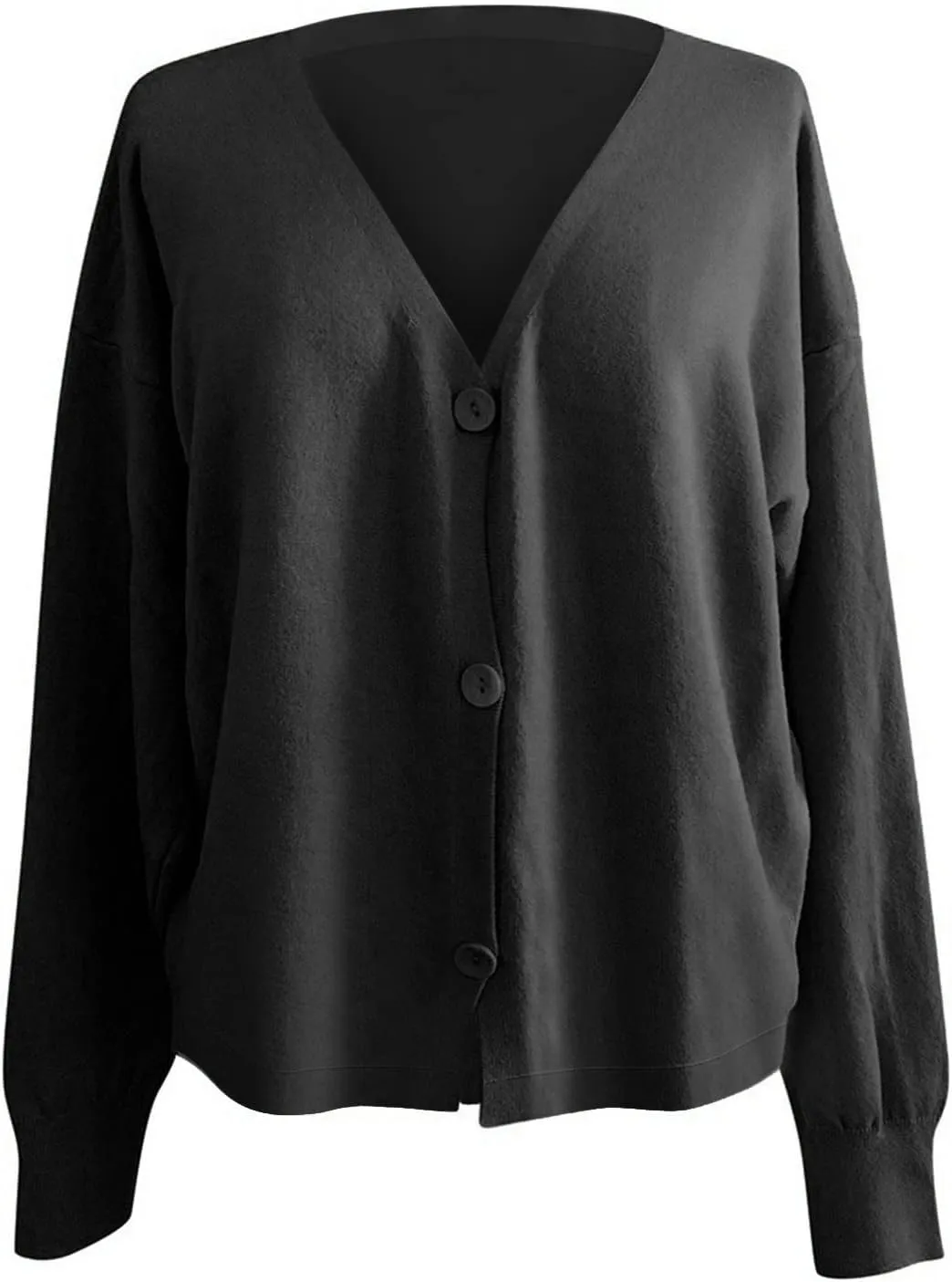 iLH Women's 2024 Fall Open Front Cardigan Loose Chunky Knitted Sweater V Neck Button Down Solid Casual Outwear Coats