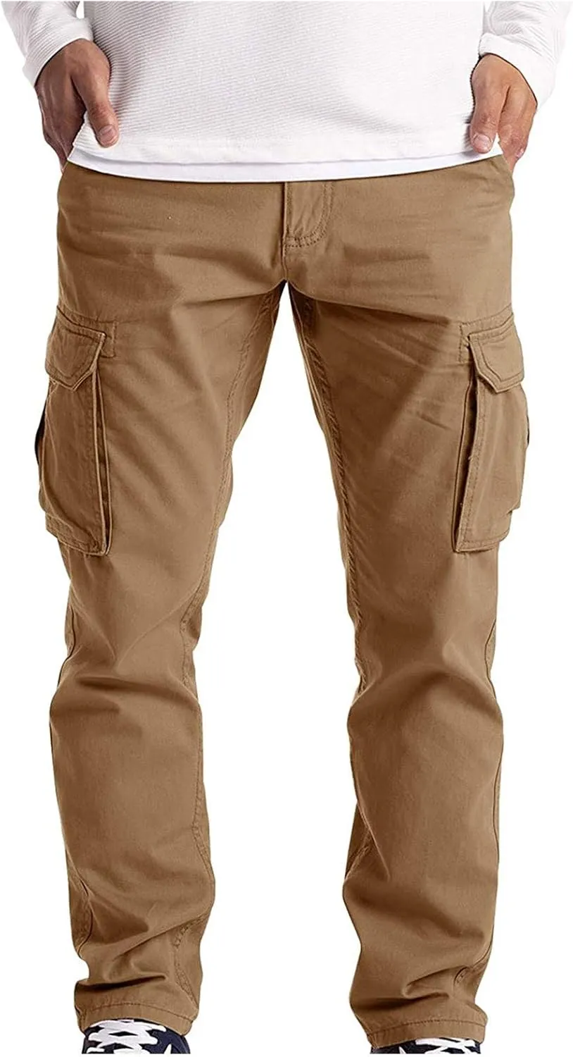 Joggers for Men Work Running Mens Casual Hip Hop Pants Solid Color Track Cuff Workout Pants with Casual Fleece