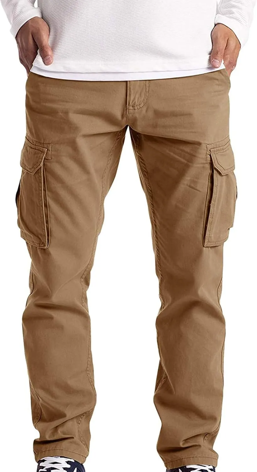 Joggers for Men Work Running Mens Casual Hip Hop Pants Solid Color Track Cuff Workout Pants with Casual Fleece