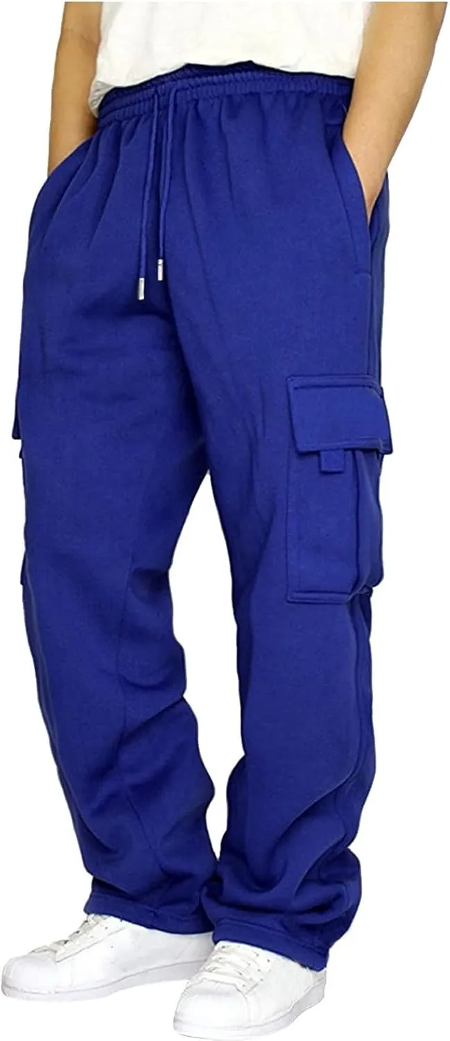 Mens Cargo Sweatpants Overalls Casual Pocket Sport Work Casual Trouser Pants Trousers Straight Leg Joggers
