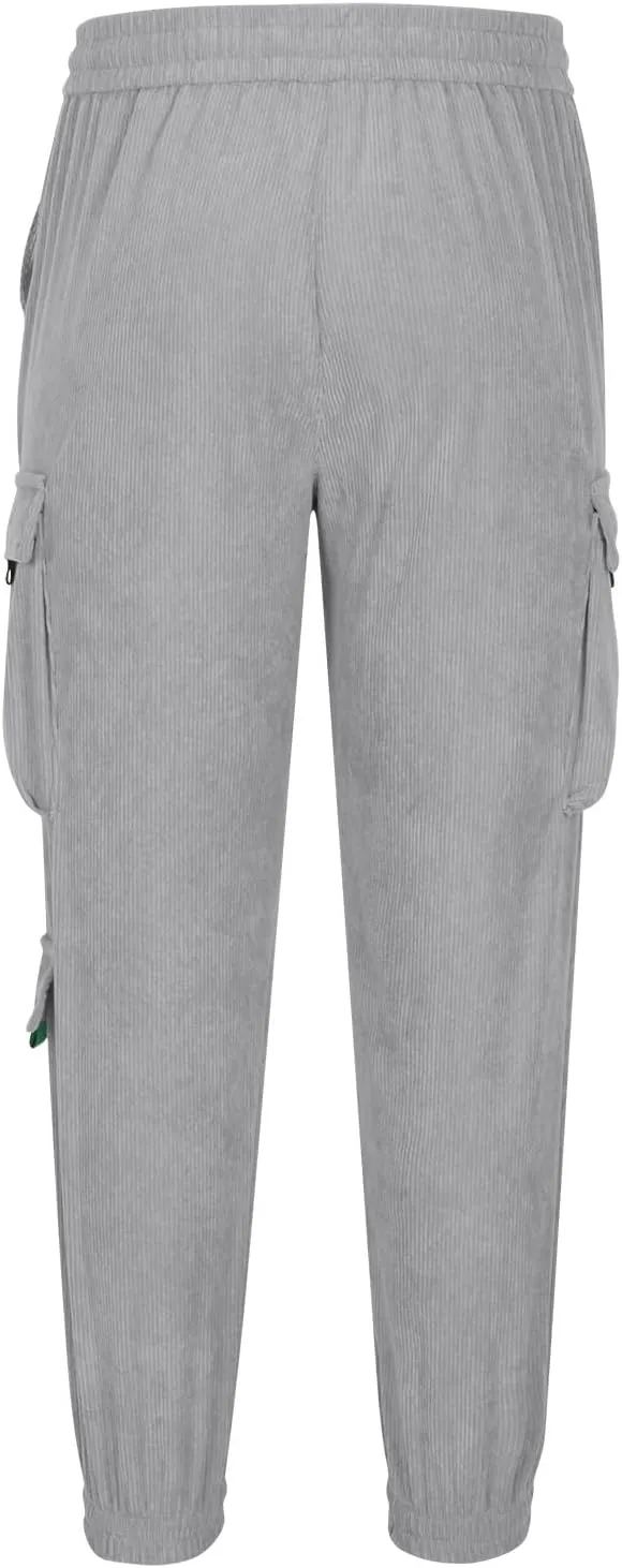 Mens Casual Cargo Pants Stylish Drawstring Athletic Joggers Pant Casual Elastic Waist Plain Cinch Bottom Sweatpants