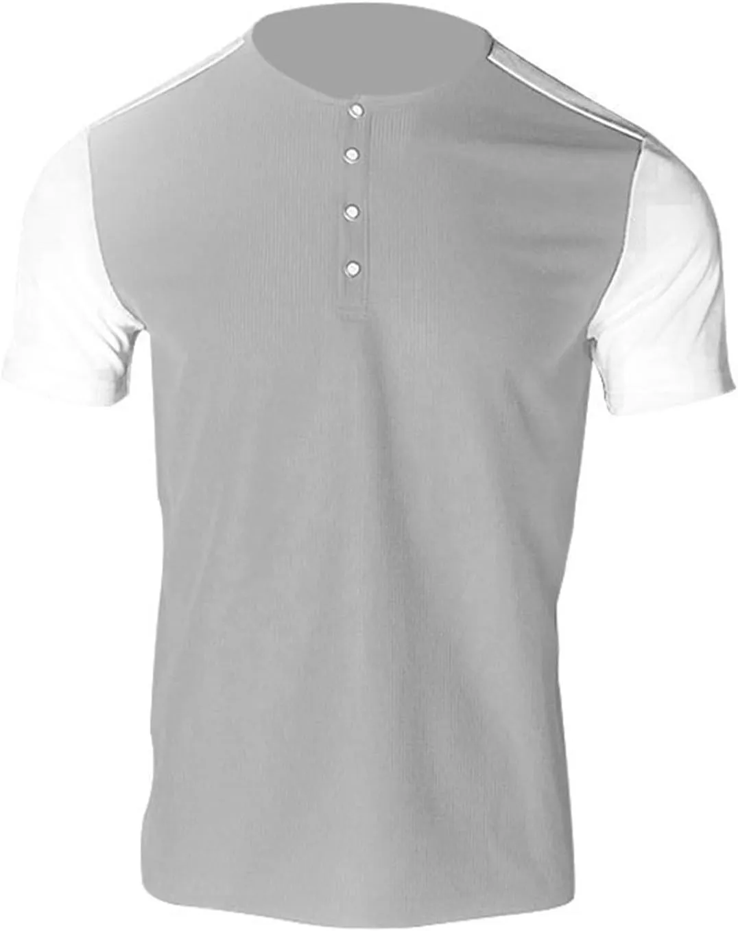 Men's Color Block Waffle Knit Henley Shirt Short Sleeve Button Down Round Neck Vacation Wear Breathable Holiday Stylish Top