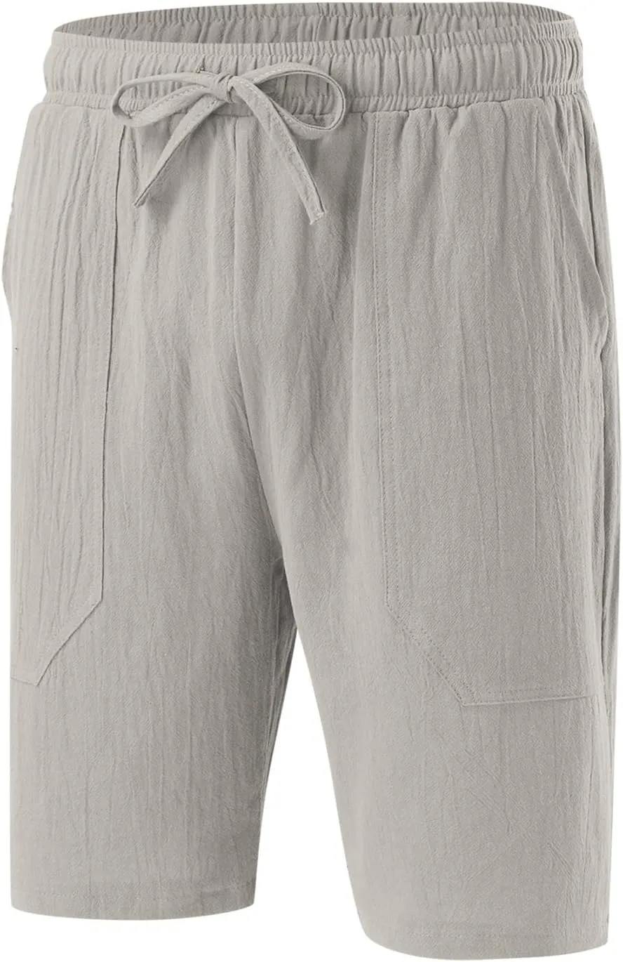 Men's Cotton and Linen Casual Shorts Quick Dry Spring and Summer Cotton Linen Loose Plus Size Summer Beach Shorts