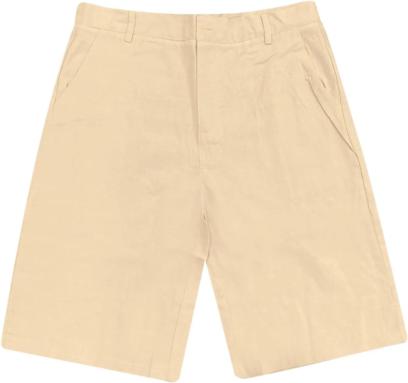 Mens Cotton Linen Shorts Solid Color Lightweight Breathable Summer Casual Lounge Shorts