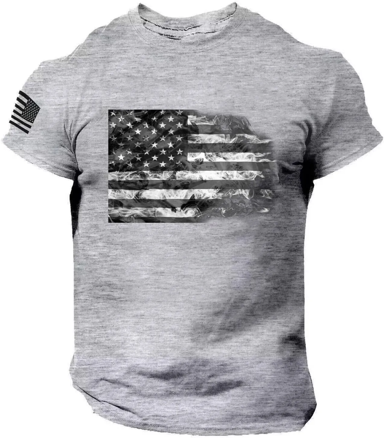 Men's Independence Day Flag Printed Short Sleeve Crewneck T-Shirt Casual Breathable Tees Quick Dry Gym Workout Shirt
