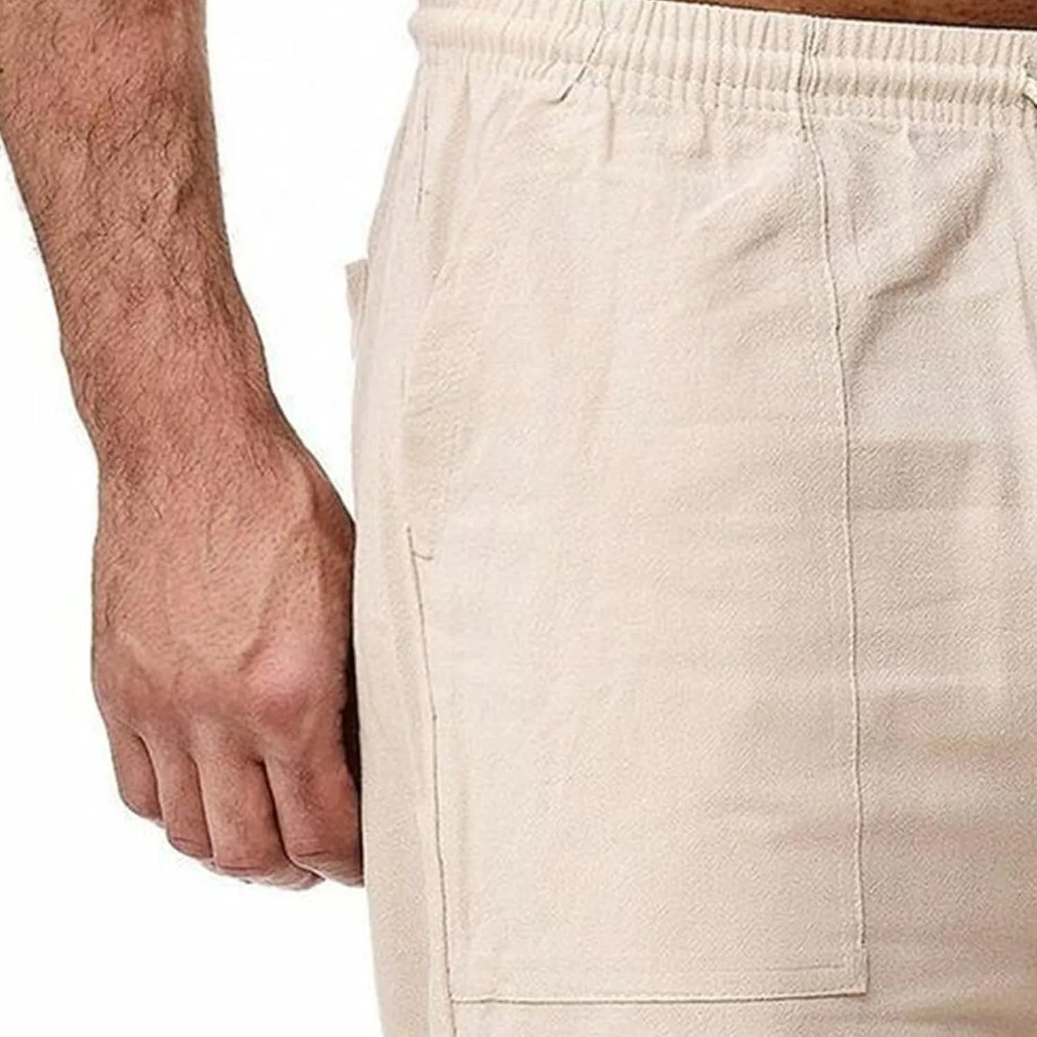 Men's Lounge Cotton Linen Long Leisure Shorts Casual Breathable Track Shorts Marathon Performance Beach Shorts
