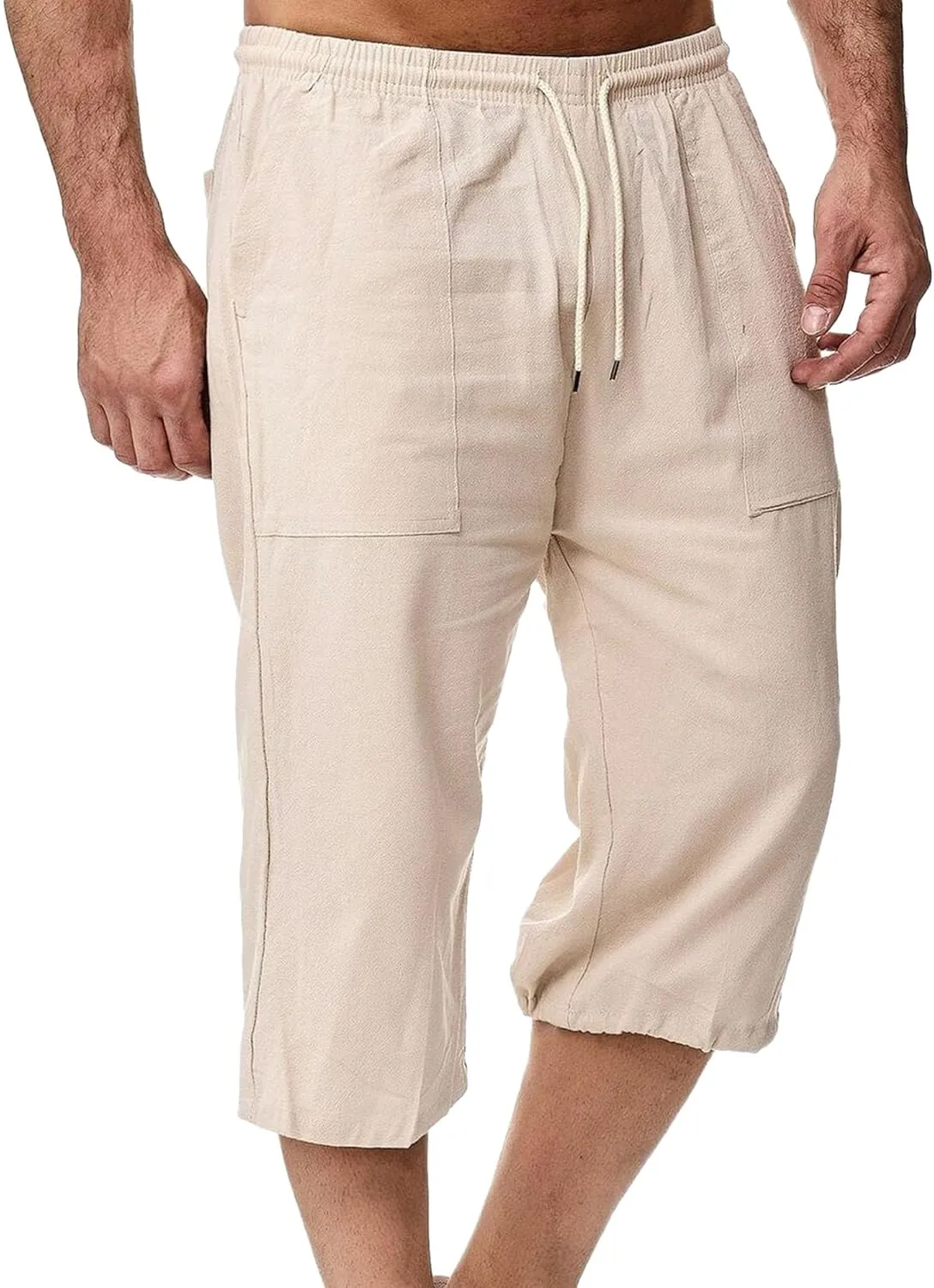 Men's Lounge Cotton Linen Long Leisure Shorts Casual Breathable Track Shorts Marathon Performance Beach Shorts