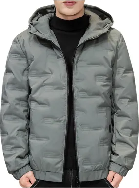 Men's Packable Lightweight Windproof Puffer Jacket Full Zip Up Quilted Winter Hooded Down Jackets Warm Padded Coat