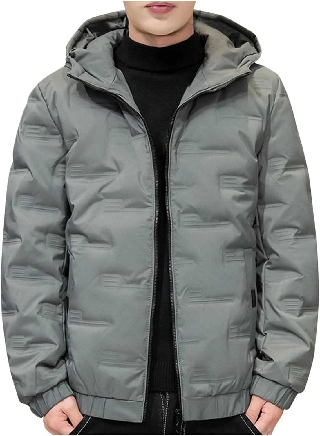 Men's Packable Lightweight Windproof Puffer Jacket Full Zip Up Quilted Winter Hooded Down Jackets Warm Padded Coat