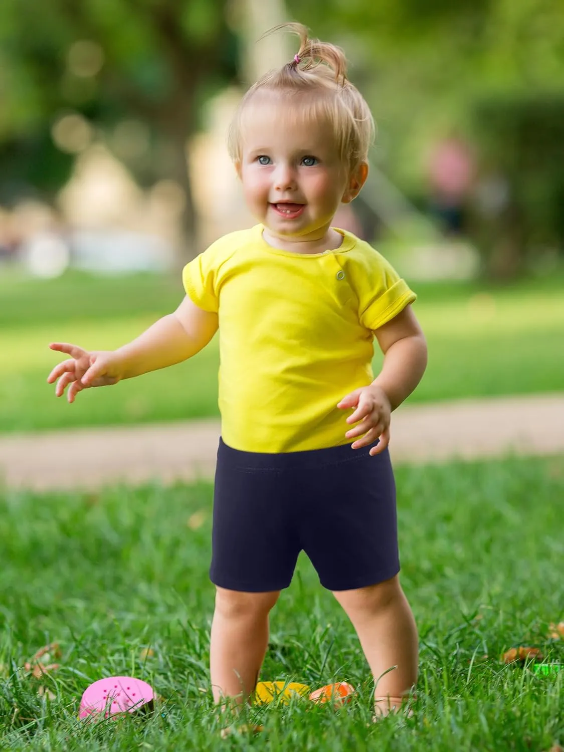Resinta 4 Pack Baby and Toddler Girls' Cotton Bike Shorts Solid Cotton Bike Shorts Soft Pull-On Safety Shorts for Daily Wear