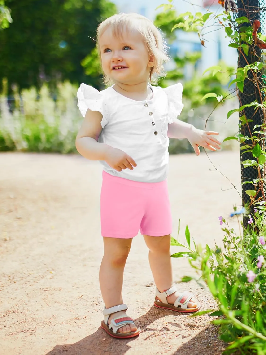 Resinta 4 Pack Baby and Toddler Girls' Cotton Bike Shorts Solid Cotton Bike Shorts Soft Pull-On Safety Shorts for Daily Wear