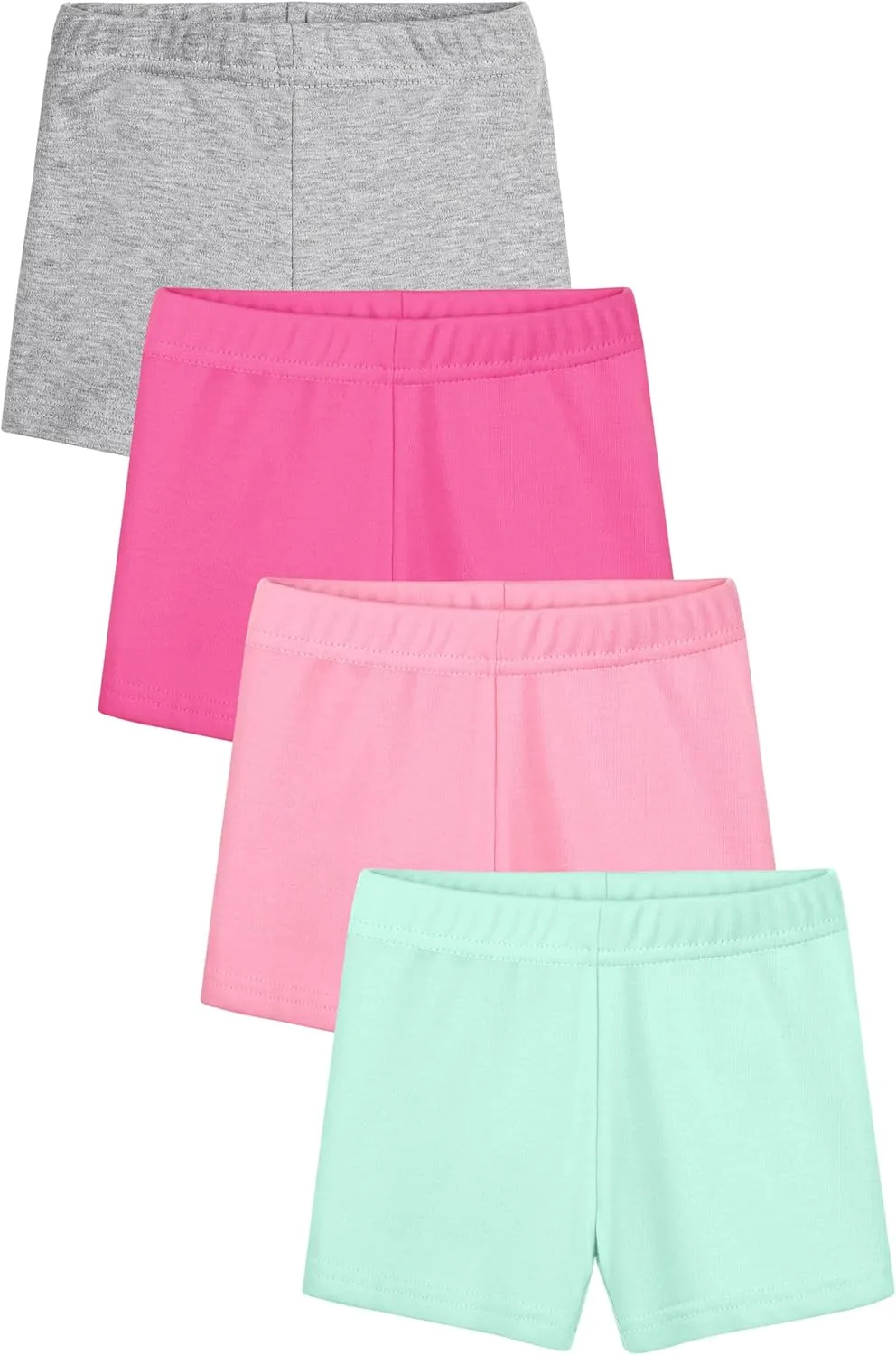 Resinta 4 Pack Baby and Toddler Girls' Cotton Bike Shorts Solid Cotton Bike Shorts Soft Pull-On Safety Shorts for Daily Wear