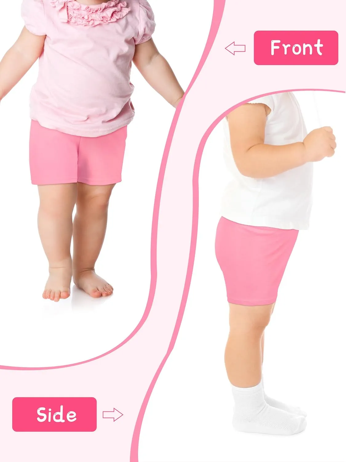 Resinta 4 Pack Baby and Toddler Girls' Cotton Bike Shorts Solid Cotton Bike Shorts Soft Pull-On Safety Shorts for Daily Wear