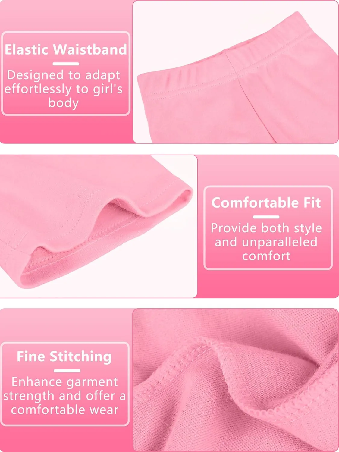 Resinta 4 Pack Baby and Toddler Girls' Cotton Bike Shorts Solid Cotton Bike Shorts Soft Pull-On Safety Shorts for Daily Wear