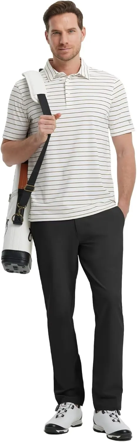 VEBOON Mens Golf Pants Stretch 30"/32"/34" Water-Resistant Lightweight Stretch Casual Flat Front Dress Pants with 5 Pockets