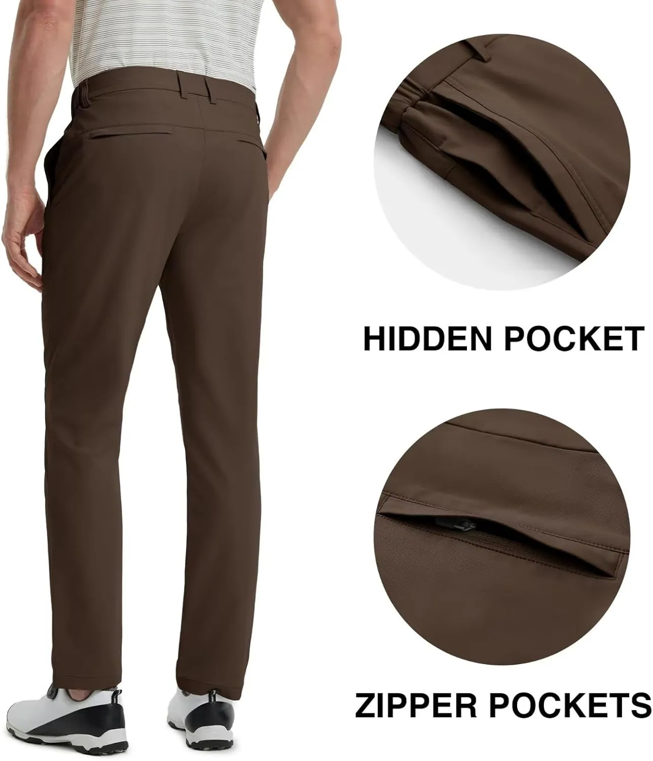 VEBOON Mens Golf Pants Stretch 30"/32"/34" Water-Resistant Lightweight Stretch Casual Flat Front Dress Pants with 5 Pockets