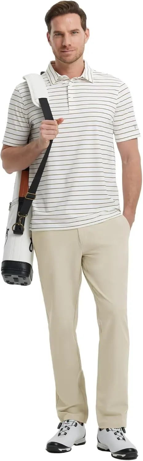 VEBOON Mens Golf Pants Stretch 30"/32"/34" Water-Resistant Lightweight Stretch Casual Flat Front Dress Pants with 5 Pockets