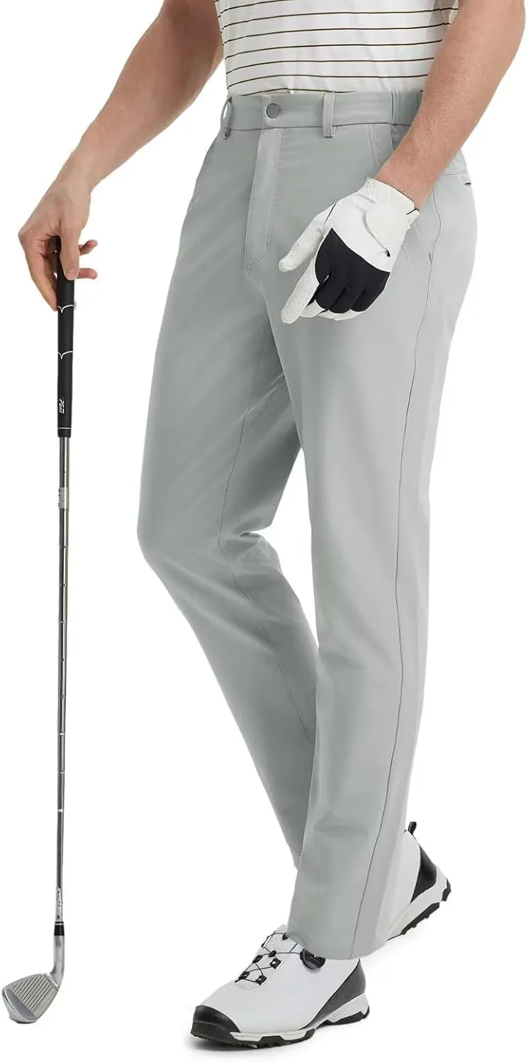 VEBOON Mens Golf Pants Stretch 30"/32"/34" Water-Resistant Lightweight Stretch Casual Flat Front Dress Pants with 5 Pockets