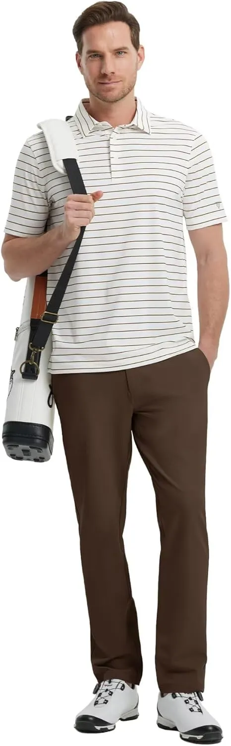 VEBOON Mens Golf Pants Stretch 30"/32"/34" Water-Resistant Lightweight Stretch Casual Flat Front Dress Pants with 5 Pockets