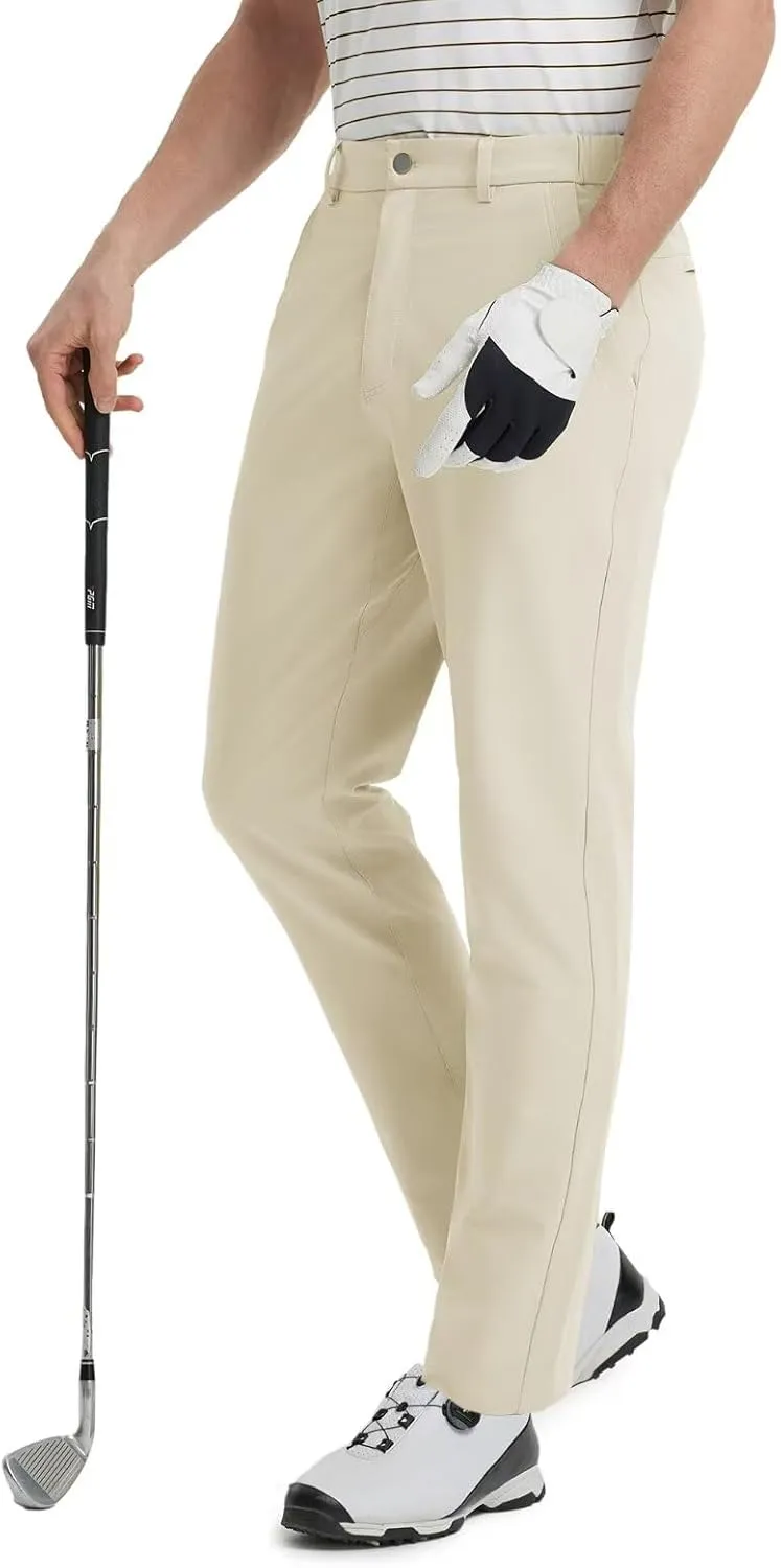 VEBOON Mens Golf Pants Stretch 30"/32"/34" Water-Resistant Lightweight Stretch Casual Flat Front Dress Pants with 5 Pockets