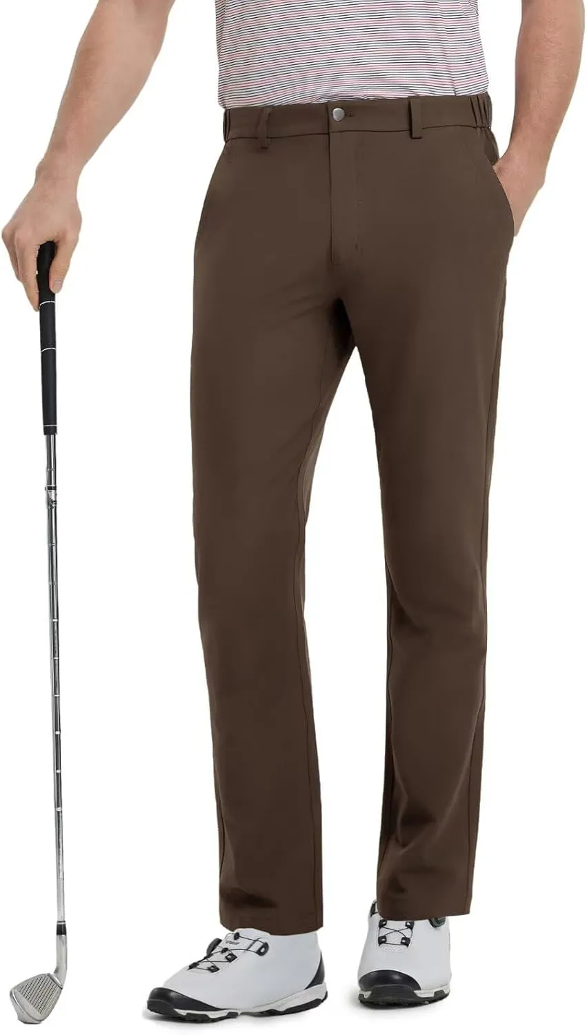VEBOON Mens Golf Pants Stretch 30"/32"/34" Water-Resistant Lightweight Stretch Casual Flat Front Dress Pants with 5 Pockets