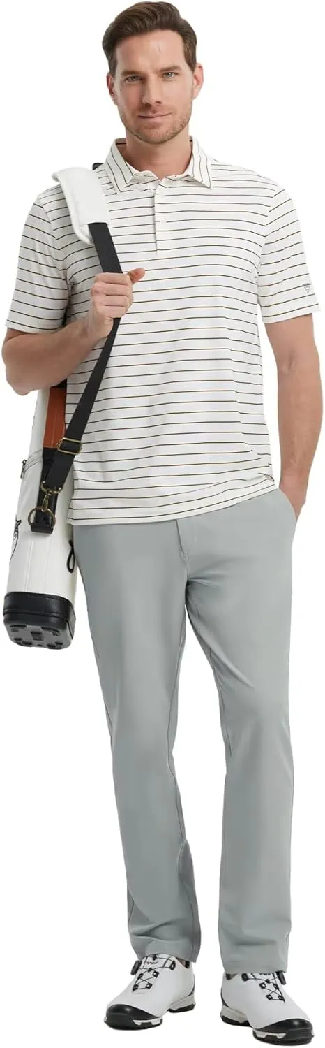VEBOON Mens Golf Pants Stretch 30"/32"/34" Water-Resistant Lightweight Stretch Casual Flat Front Dress Pants with 5 Pockets