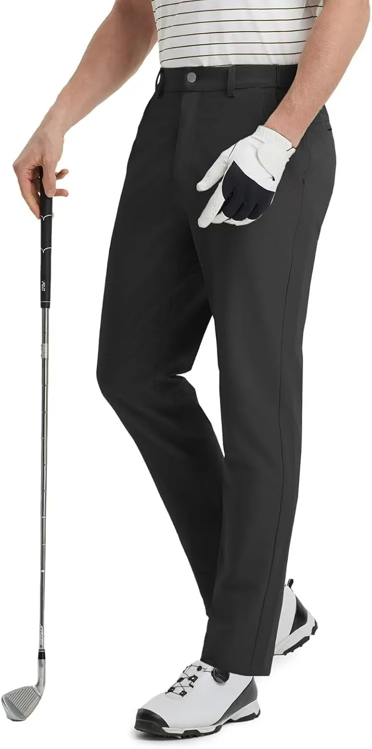 VEBOON Mens Golf Pants Stretch 30"/32"/34" Water-Resistant Lightweight Stretch Casual Flat Front Dress Pants with 5 Pockets