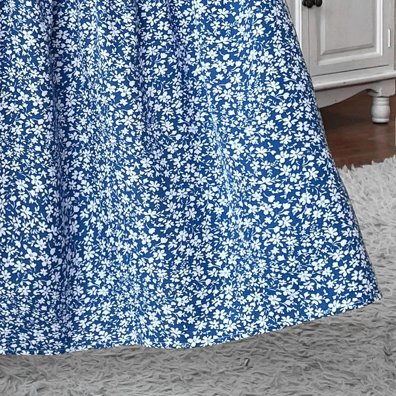 Women's Floral Maxi Skirt Casual Summer Elastic High Waisted Skirts Tiered Flowy Swing A Line Long Skirts with Pockets