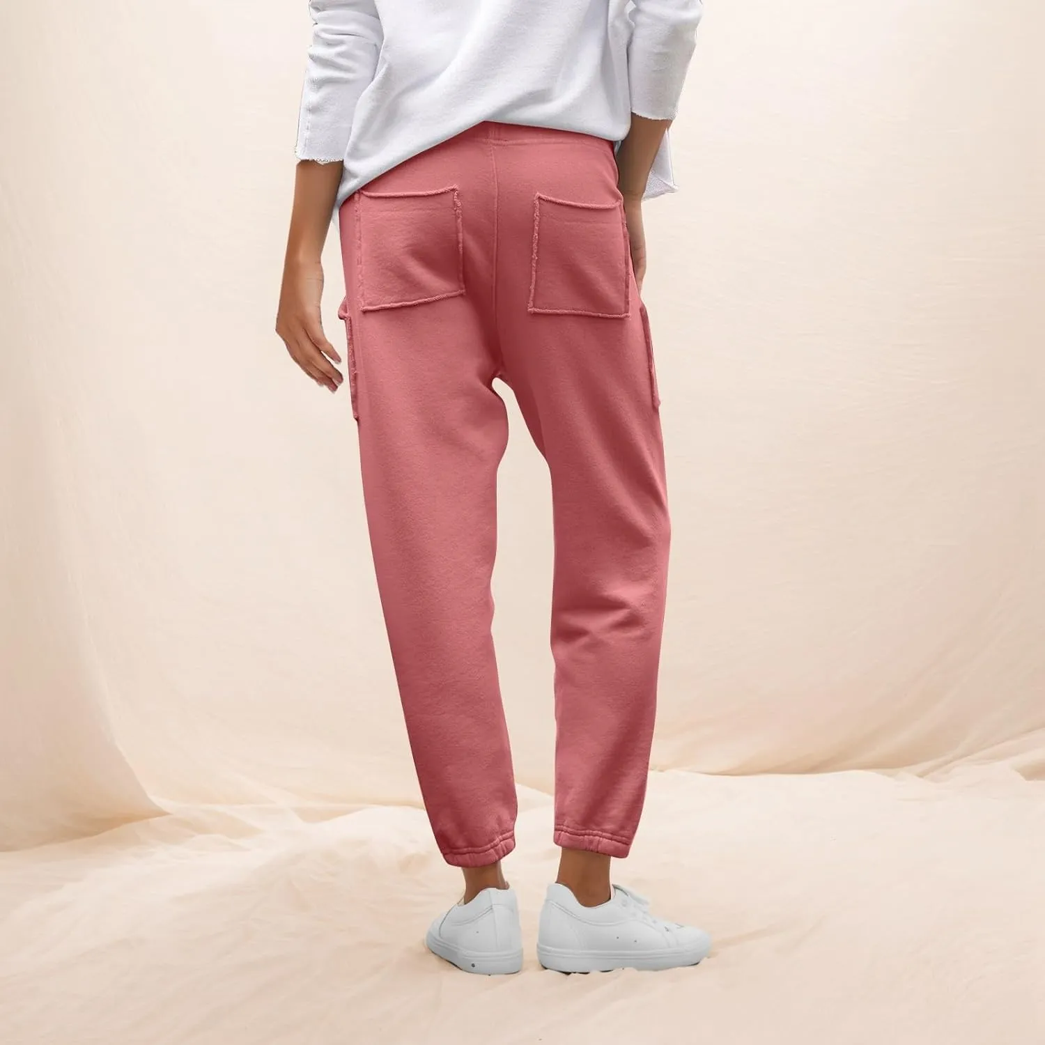 Womens Joggers with Pockets Drawstring High Waisted Fleece Lined Sweatpants Casual Athletic Works Harem Ankle Pants