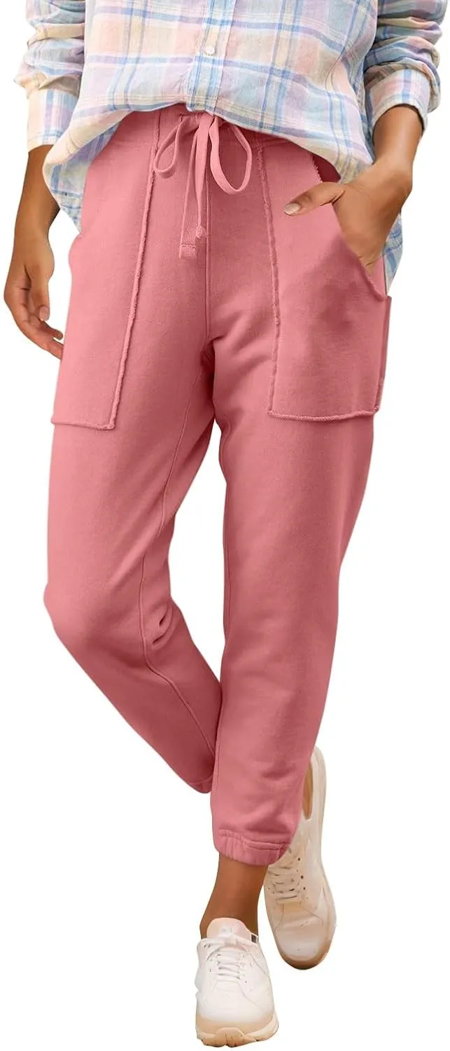Womens Joggers with Pockets Drawstring High Waisted Fleece Lined Sweatpants Casual Athletic Works Harem Ankle Pants
