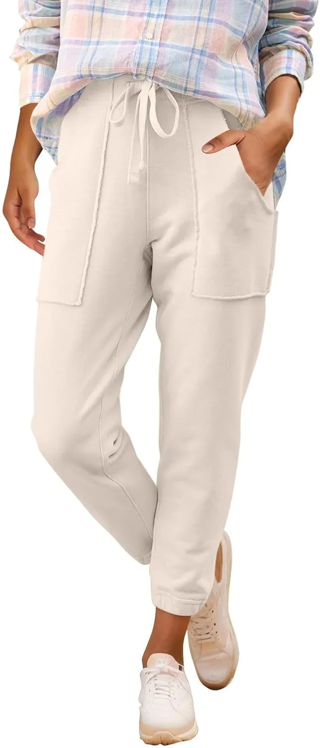Womens Joggers with Pockets Drawstring High Waisted Fleece Lined Sweatpants Casual Athletic Works Harem Ankle Pants
