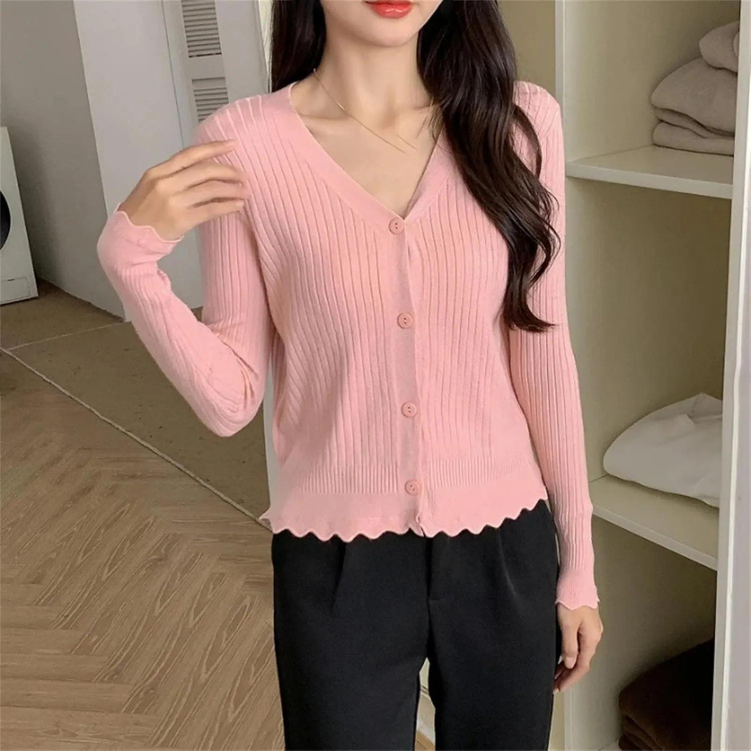 Women's Lightweight Open-Front Cardigan Sweater Long Sleeve Open Front Cardigans Chunky Knit Draped Sweaters Outwear
