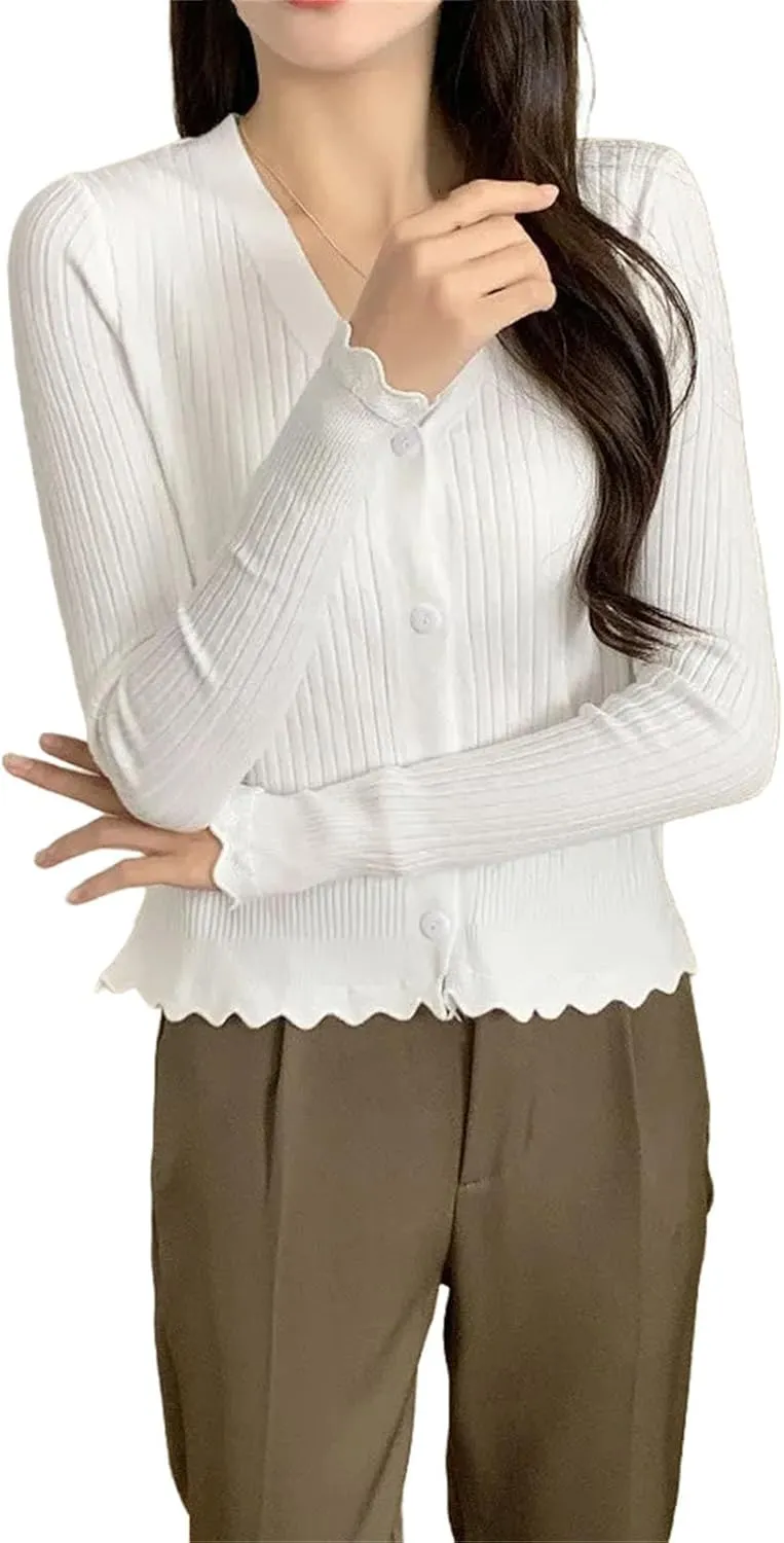 Women's Lightweight Open-Front Cardigan Sweater Long Sleeve Open Front Cardigans Chunky Knit Draped Sweaters Outwear