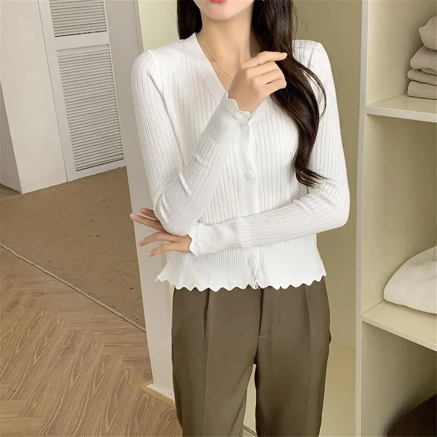 Women's Lightweight Open-Front Cardigan Sweater Long Sleeve Open Front Cardigans Chunky Knit Draped Sweaters Outwear