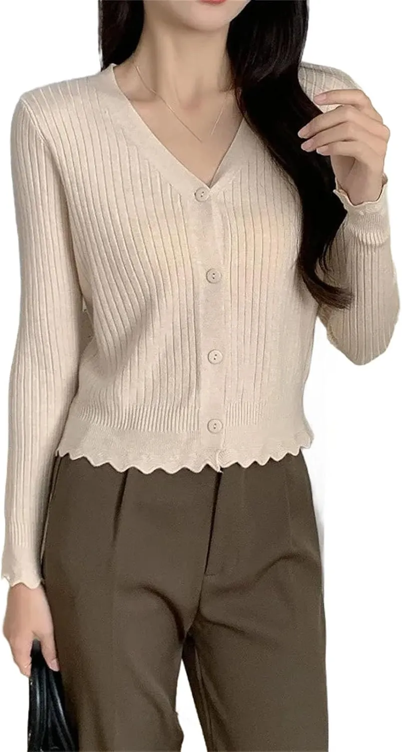 Women's Lightweight Open-Front Cardigan Sweater Long Sleeve Open Front Cardigans Chunky Knit Draped Sweaters Outwear