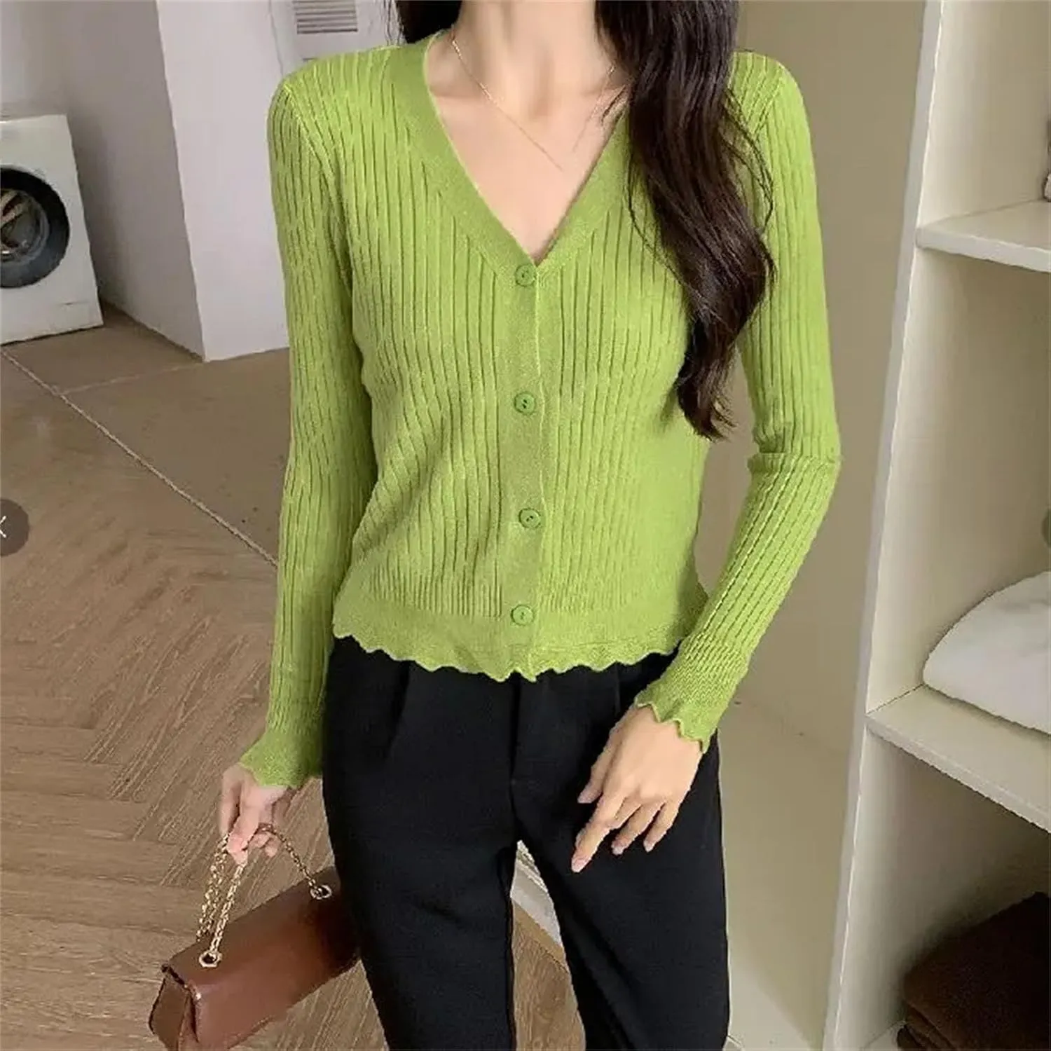 Women's Lightweight Open-Front Cardigan Sweater Long Sleeve Open Front Cardigans Chunky Knit Draped Sweaters Outwear