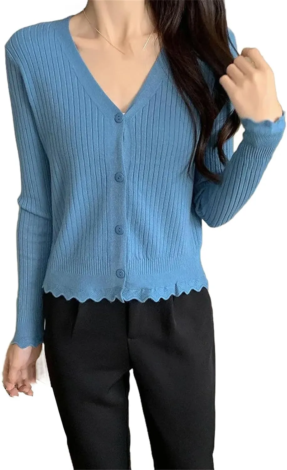 Women's Lightweight Open-Front Cardigan Sweater Long Sleeve Open Front Cardigans Chunky Knit Draped Sweaters Outwear