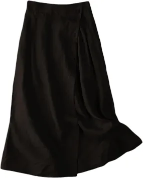Women's Skirts Trendy Summer Casual Loose Elastic Waist Solid Sun Flowy A-Line Long Maxi Linen Skirt 2025, M-2XL